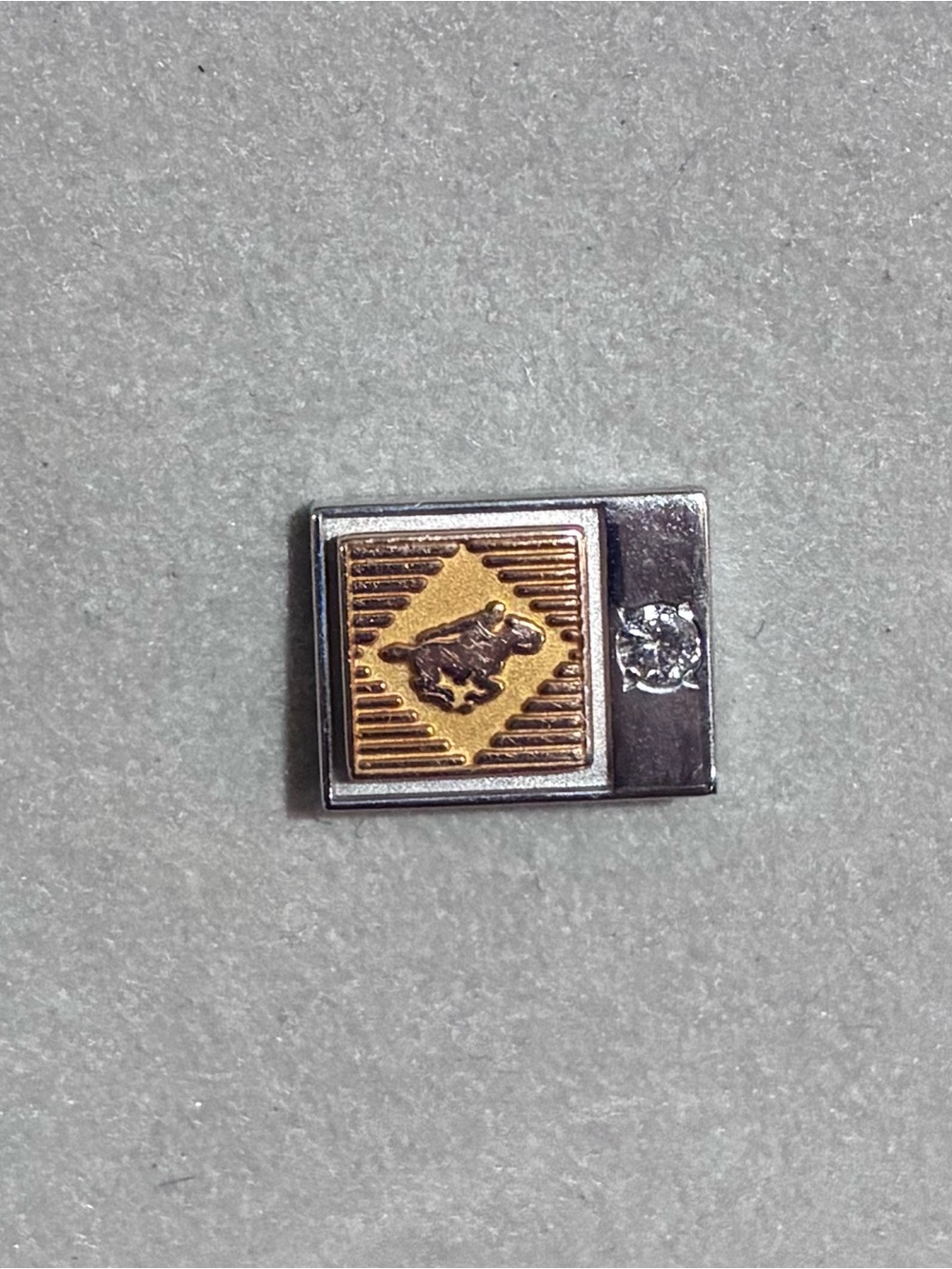 Vintage Gold And Silver Diamond 10K EMB CTO Horse Jockey Equestrian Lapel Pin